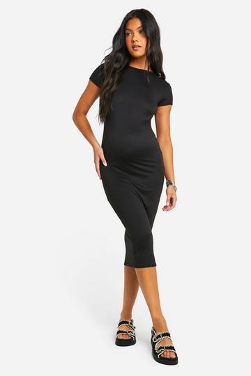 Maternity Super Soft Short Sleeve Midaxi Dress black