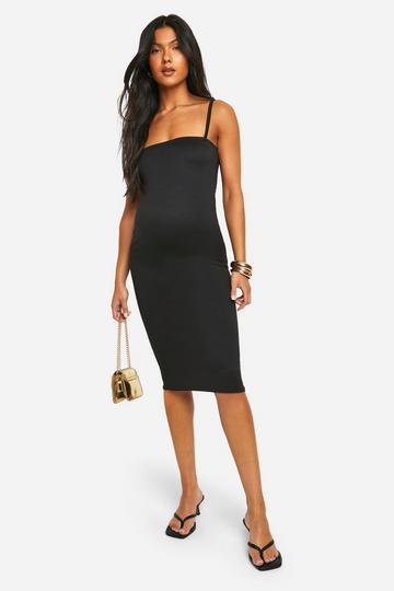 Black Maternity Super Soft Strappy Midi Dress