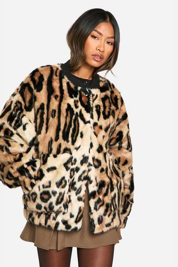 Premium Luipaardprint Faux Fur Bomberjack leopard