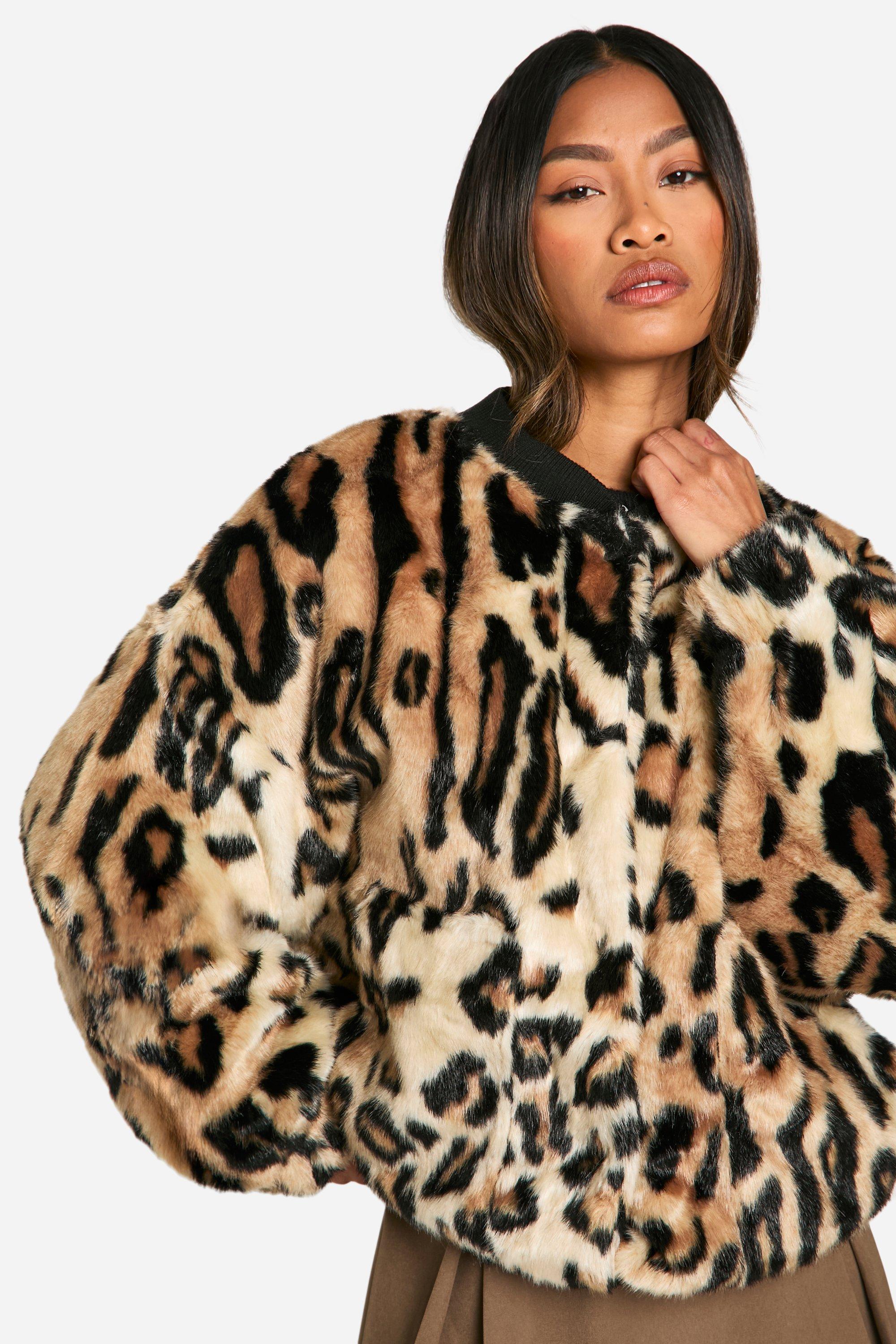 Leopard print fur jacket online