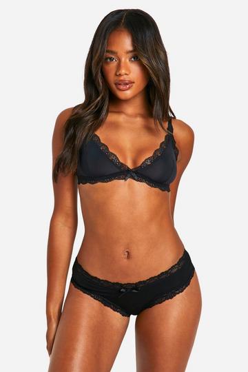 3 Pack Lace Trim Brief black