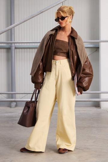 Butter Yellow Denim Wide Leg Jeans butter