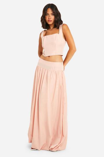 Woven Maxi Puffball Skirt soft pink