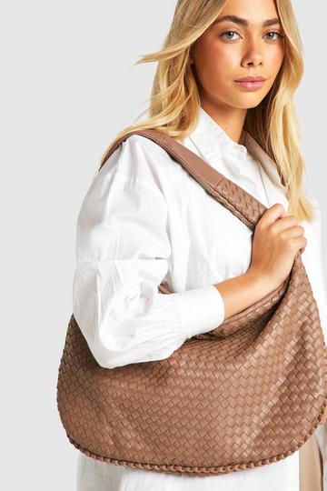 Woven Slouchy Tote Bag taupe