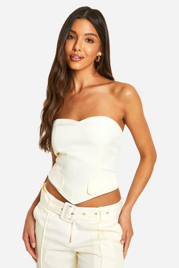 Tailored Pocket Detail Tube Top ivory