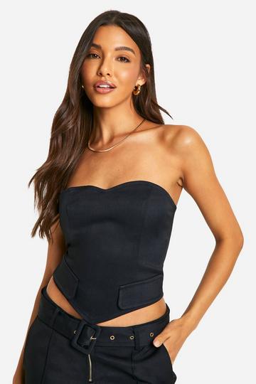 Black Tailored Pocket Detail Tube Top