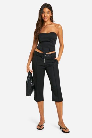 Belted Capri Pant black