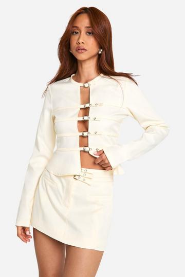 Micro Triple Belt Mini Skirt ivory