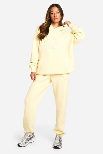 Tall Embossed Hoody And Cuffed Jogger Tracksuit butter