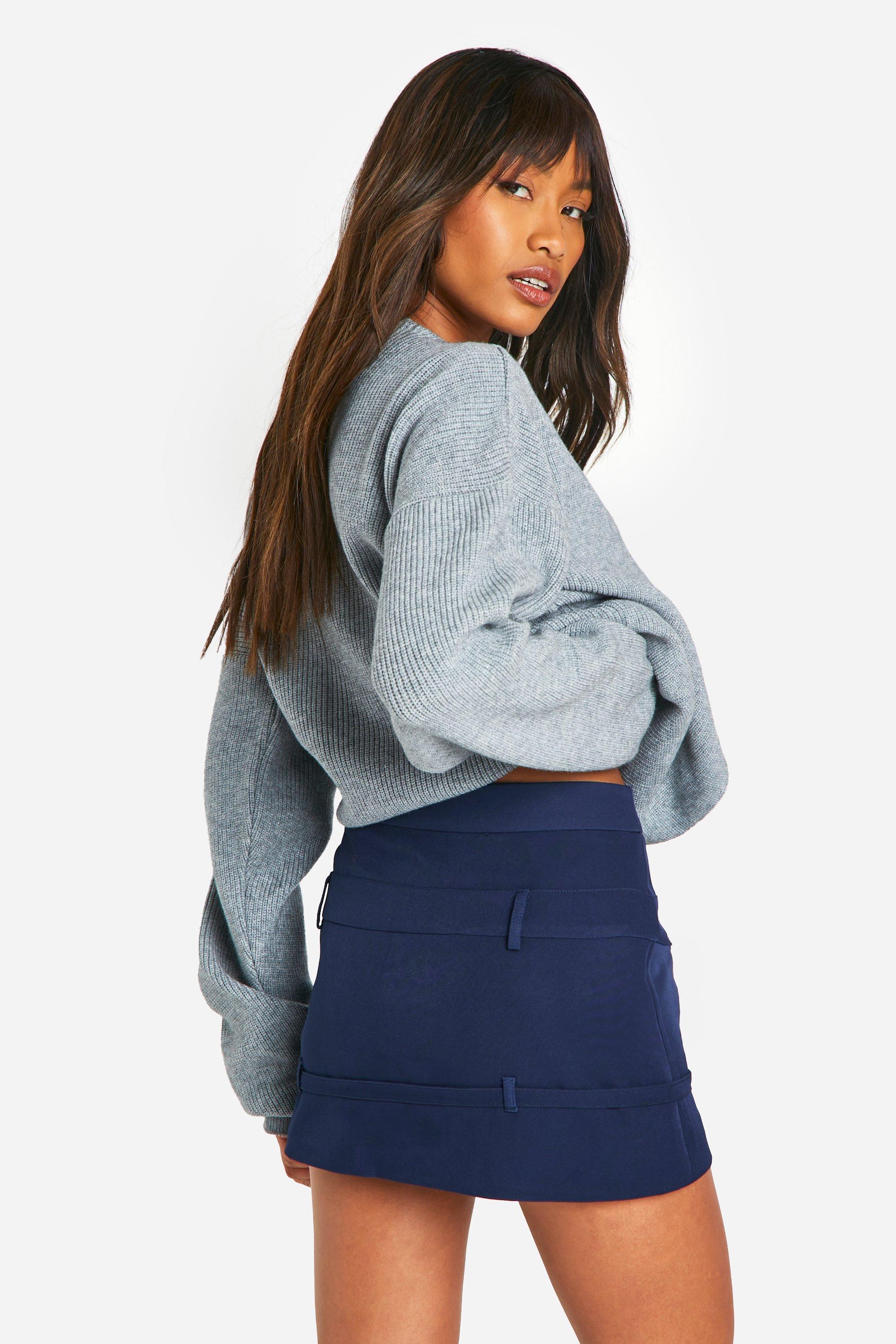 Mini jupe moulante a taille contrastante