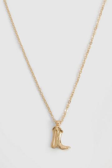 Western Cowboy Boot Necklace gold