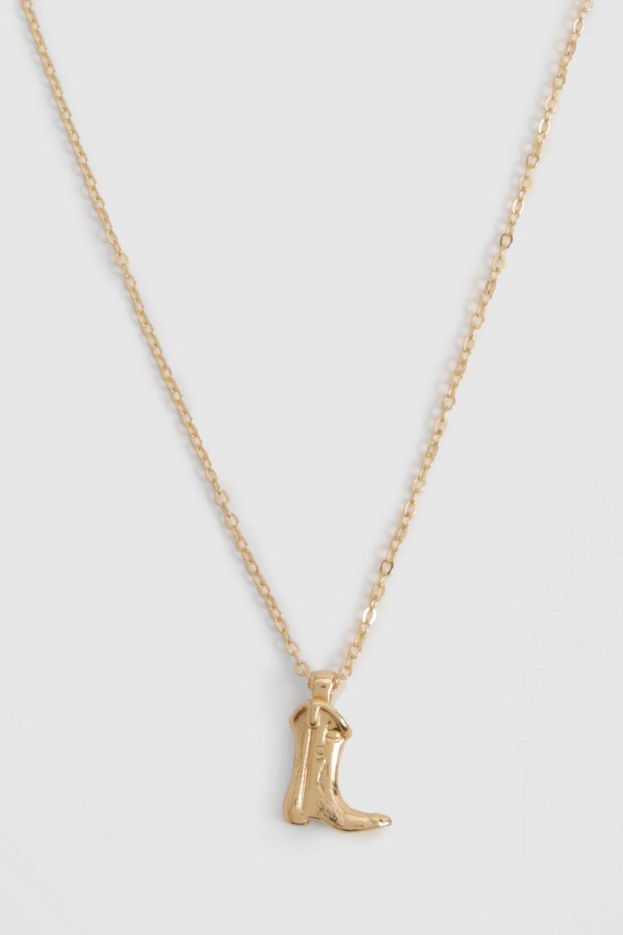 Gold Western Cowboy Boot Necklace