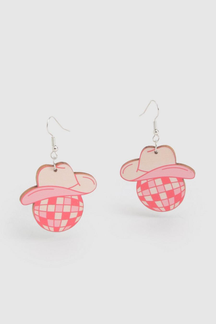 Pink Western Disco Earrings