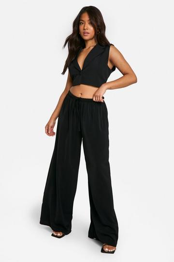 Petite Woven Wide Leg Pants black