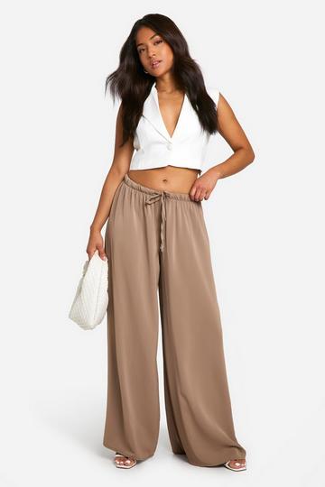 Petite Woven Wide Leg Pants taupe