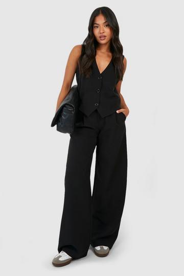 Petite Tailored Wide Leg Pants black