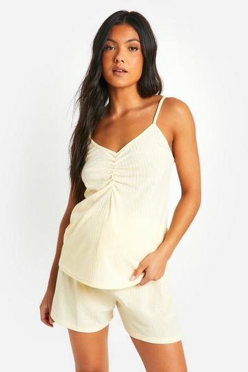 Maternity Pointelle Button Front Pyjama Shorts lemon