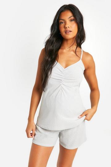 Grey Maternity Pointelle Ruched Cami Pajama Top