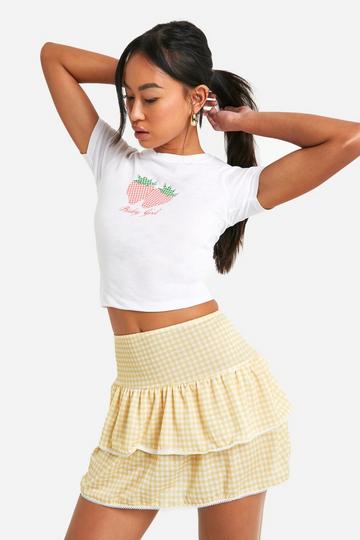 Cheesecloth Ruffle Mini Skirt lemon