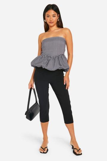 Bengaline Gingham Top Met Pofmouwen black