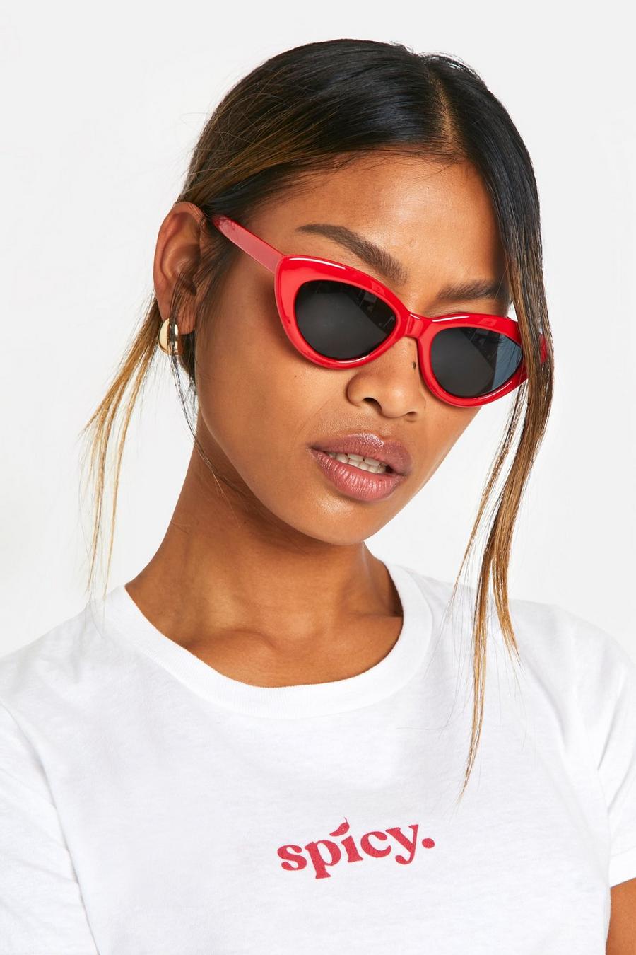 Cat-Eye-Sonnenbrille mit rotem Gestell, Red