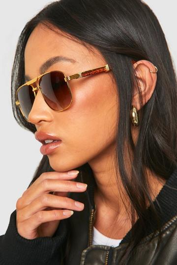 Gold Frame Aviator Sunglasses gold