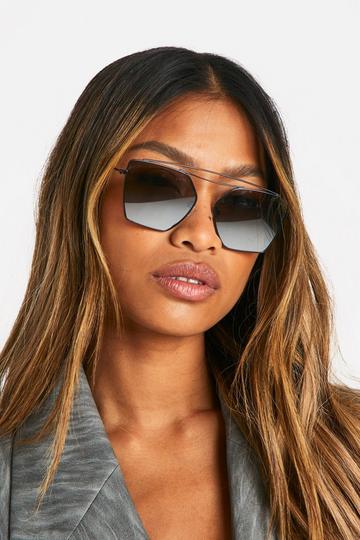 Black Rectangular Aviator Sunglasses