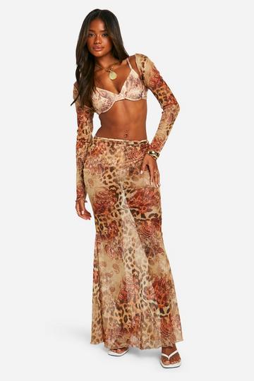 Leopard Paisley Beach Co-ord brown