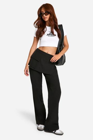 Black Straight Leg Skirt Pants