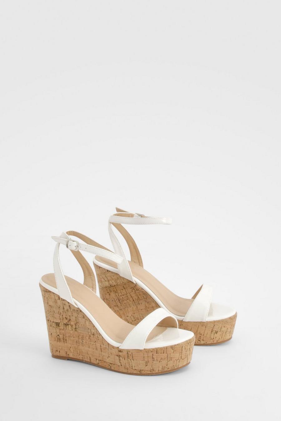 White Cork Sole Wedges  image number 1