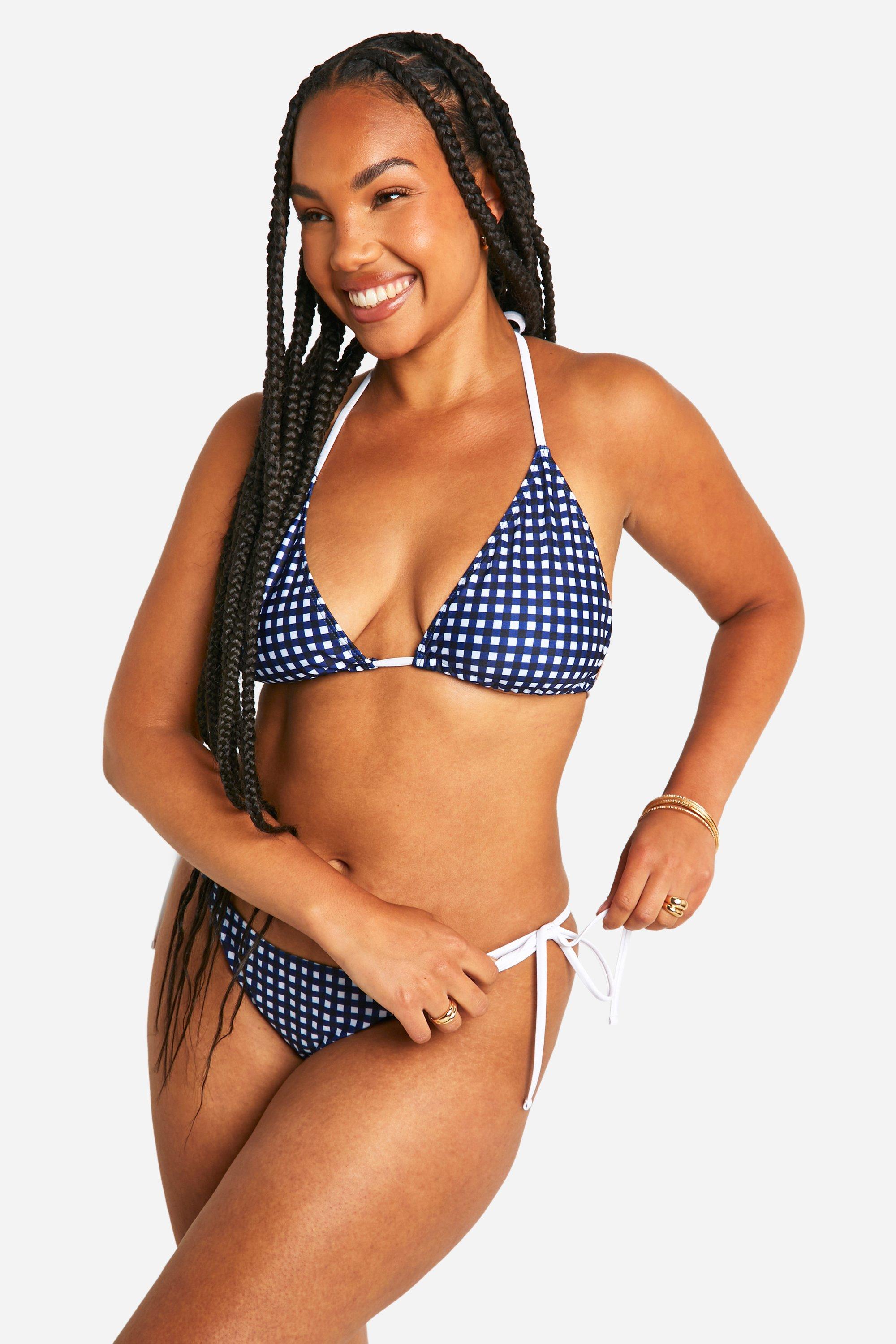 Plus Gingham Bikini Top