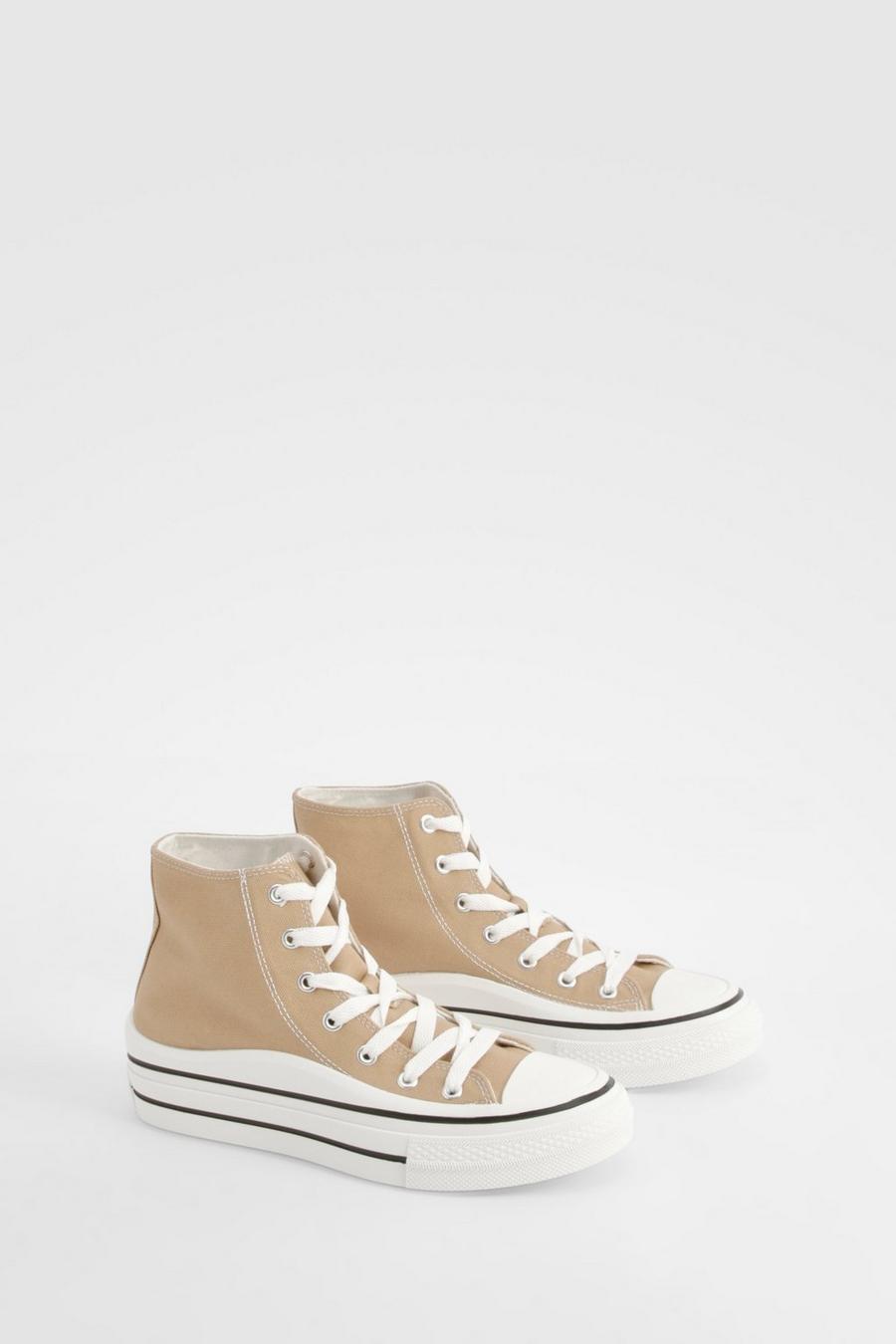 Beige Chunky Wave Sole High Top Trainers