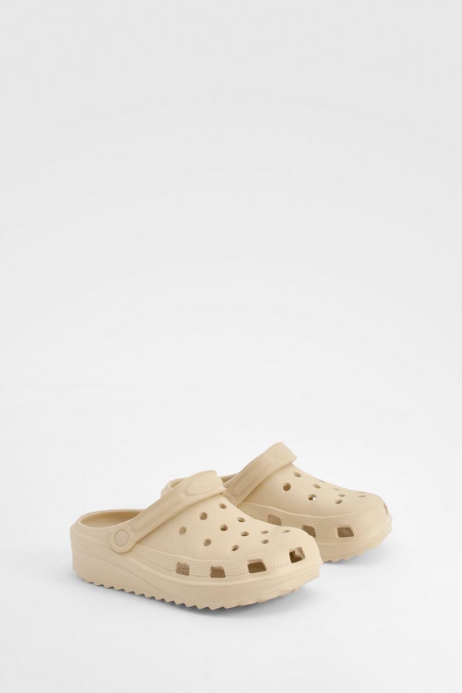 Beige Chunky Vented Mules image number 1