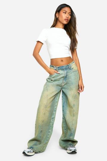 Wide Leg Jeans Met Naaddetail washed blue