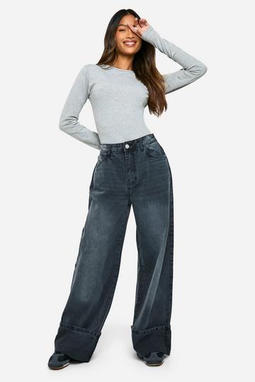 Turn Over Hem Jeans grey