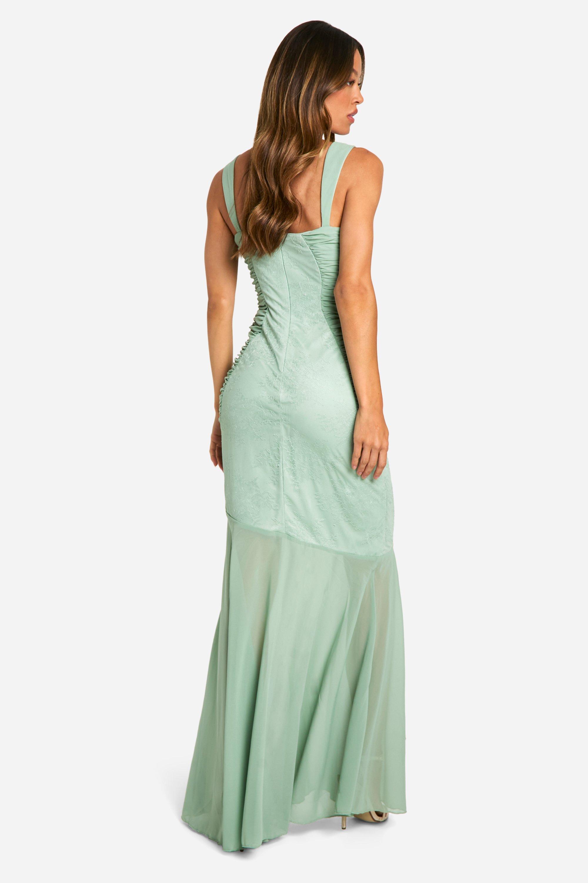 Boohoo green lace dress sale