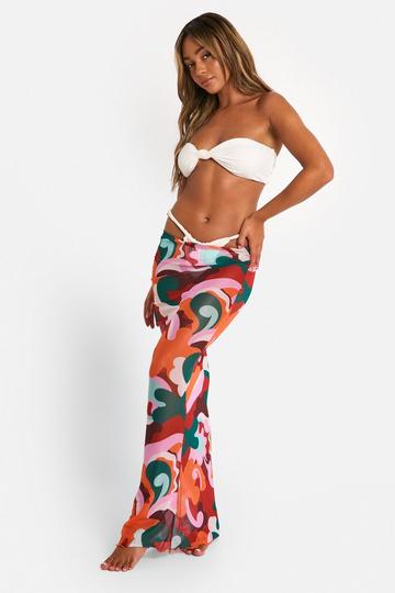 Abstract Mesh Maxi Beach Skirt multi