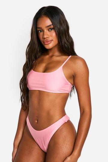 Mix & Match Rundhals-Bikinioberteil pink