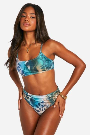 Mix & Match Abstract Dierenprint High Waist Bikini Broekje multi