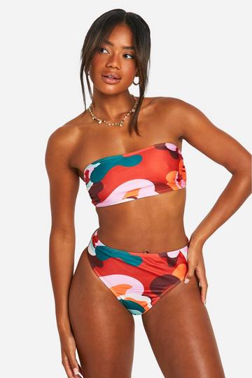 Haut de maillot bandeau à imprimé abstrait multi