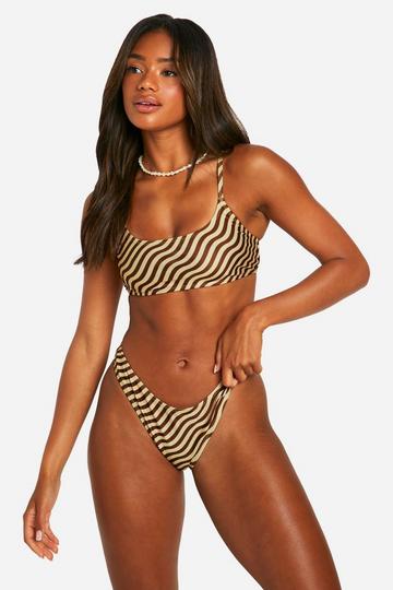 Mix & Match Hoog Uitgesneden Bikini Broekje Met Golvende Print multi