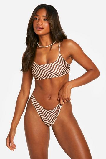 Mix & Match Wave Print Bikini Top brown