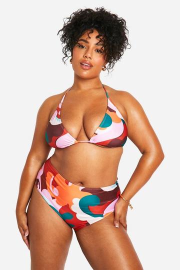 Plus Abstracte Bikini Set Met Hoge Taille multi