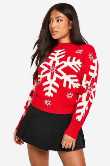 Petite Snowflake Christmas Jumper red