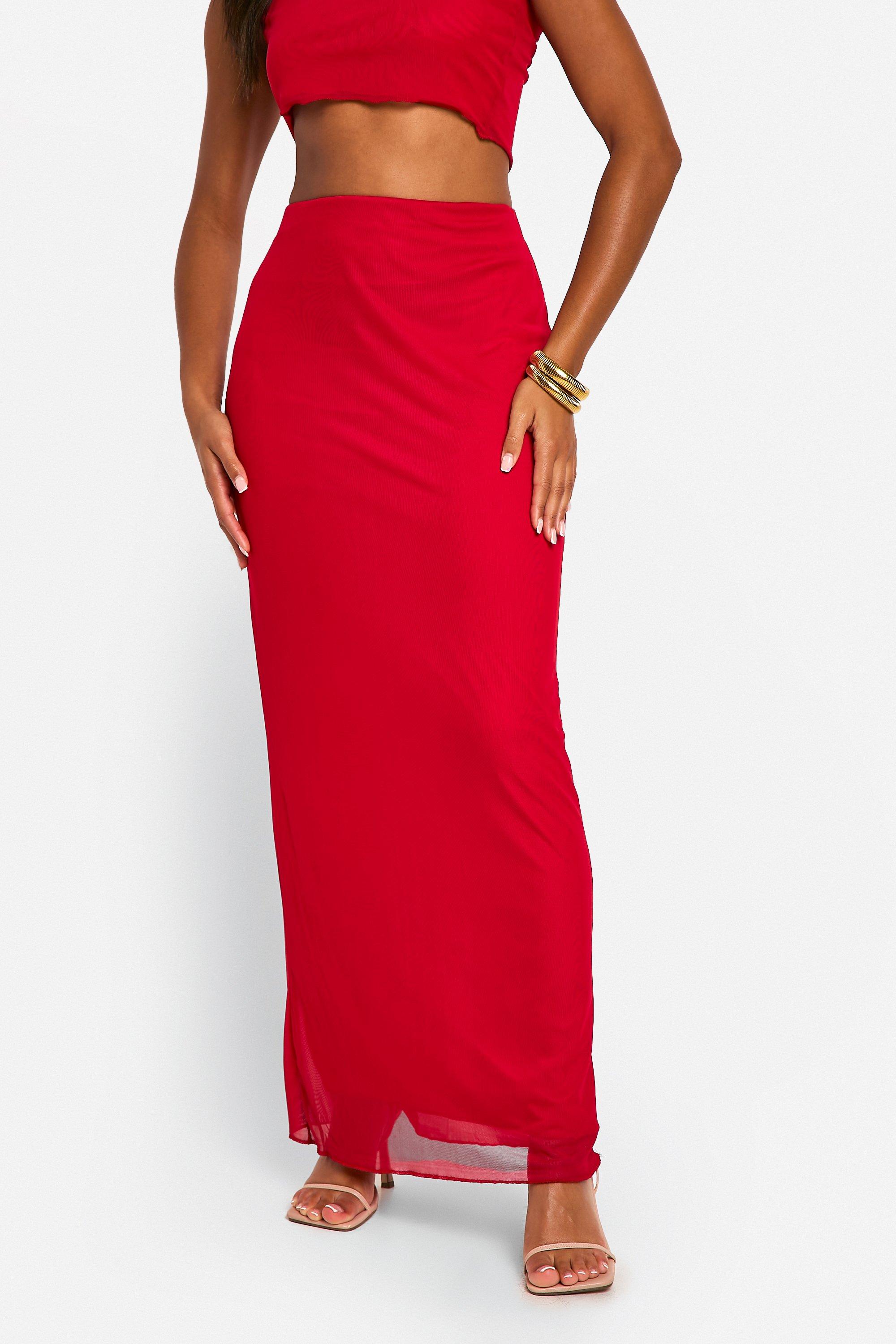 Asymmetric Mesh Maxi Skirt
