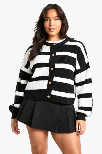 Plus Contrast Stripe Cardigan multi