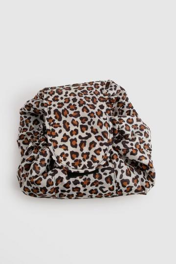 Multi Leopard Lay Flat Make Up Bag