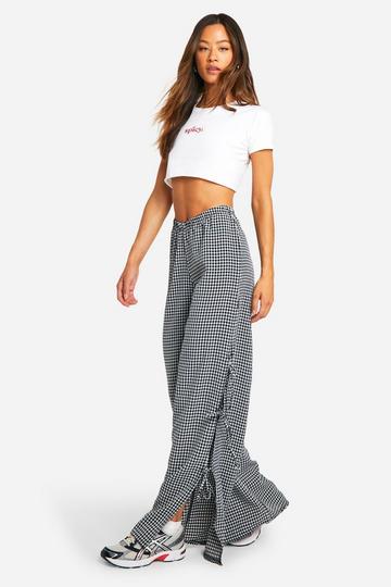 Tall Gingham Tie Side Trousers black