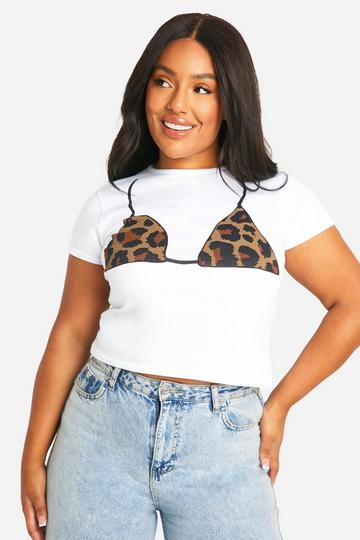 Plus Leopard Bra Baby Tee white