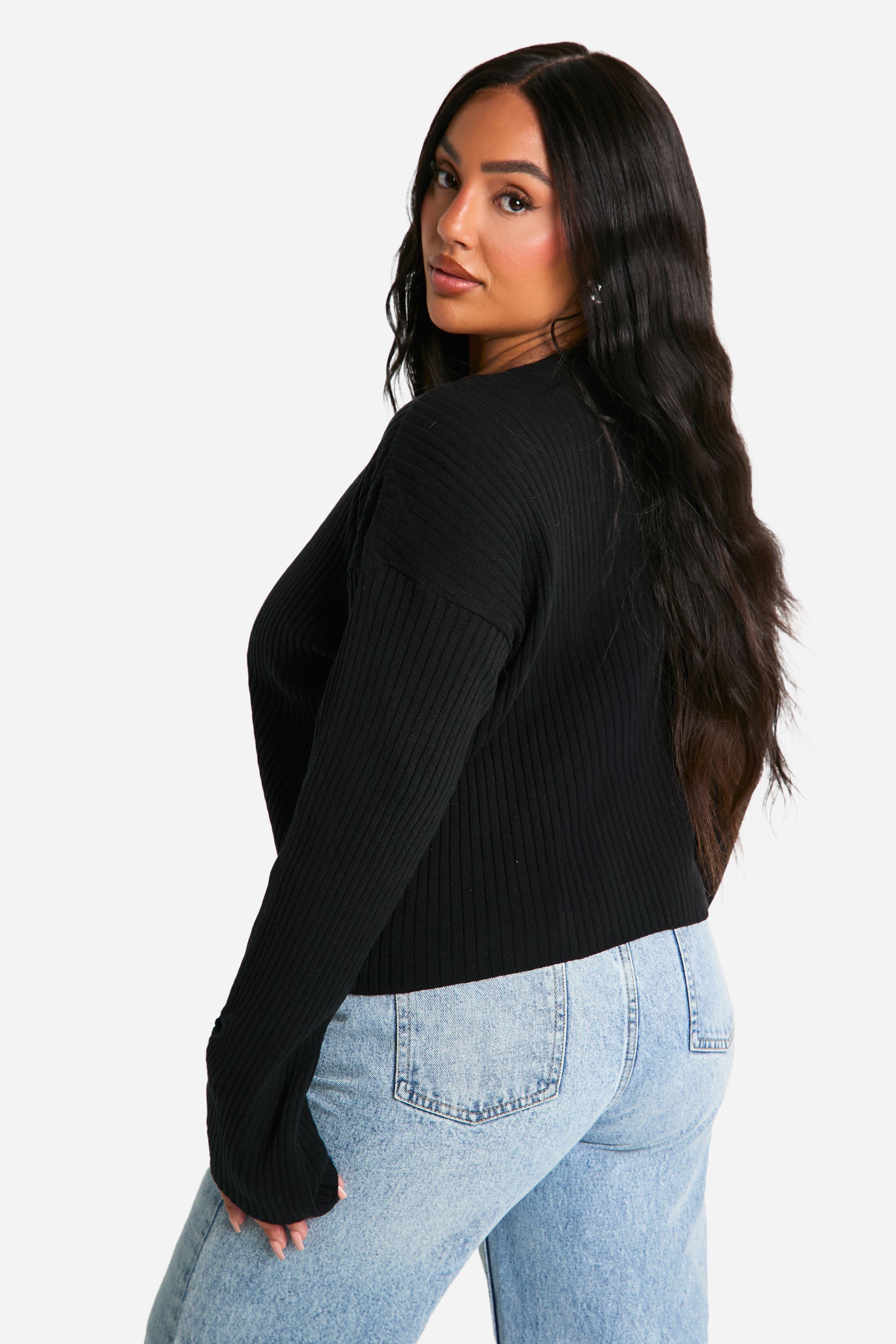 Plus Knitted Tie Front Boxy Sweater boohoo USA